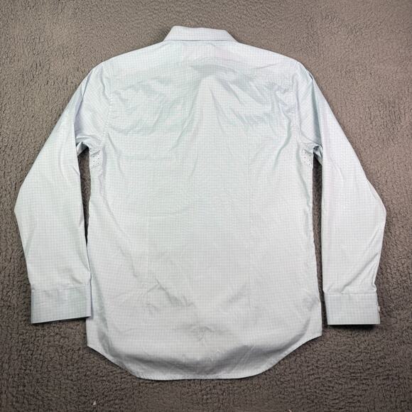 Ministry of Supply Shirt Mens L Blue Plaid Performance Button Slim Fit Stretch - Picture 6 of 11